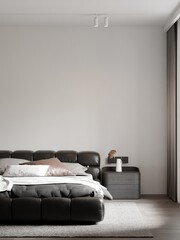 Modern Minimalist Bedroom Interior - 3D Render
