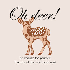 Fototapeta premium deer print, bambi core, animal print, background, print, greeting card, banners, web, wrapping paper, fashion, fabric, textile, wallpaper, cover