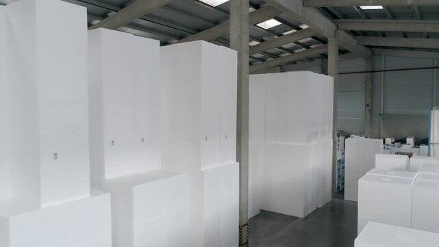 Polystyrene foam manufacturing factory. Video Inside a Polystyrene Foam Manufacturing Plant