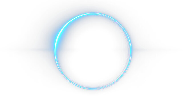 Bright blue circle on a transparent background with a glowing outline and no distinct inner details appearing