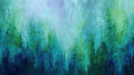 Obraz premium Abstract blue green forest impressionist artwork with ethereal light and texture.