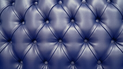 Fototapeta premium Blue Tufted Leather Upholstery Background for Luxury Interiors