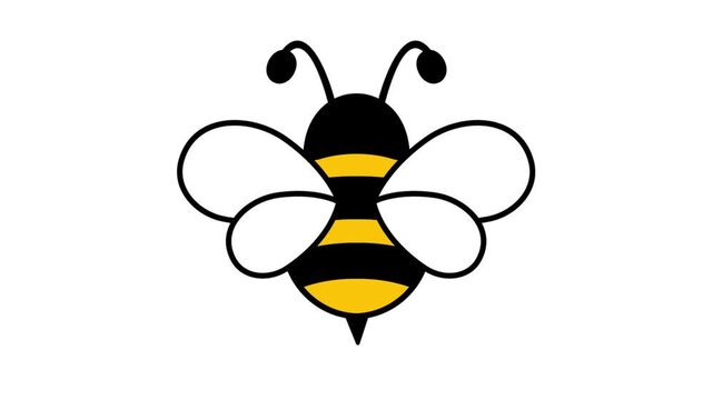 Cute bee flying animated video. Bumblebee character animation.
