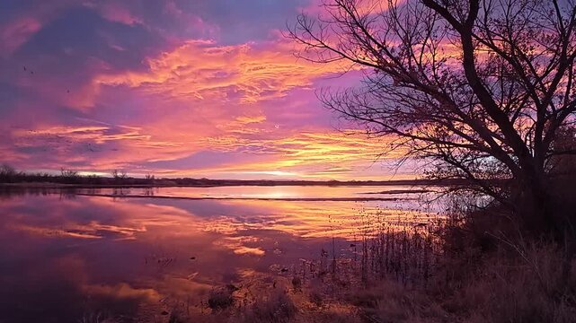 sunset over lake