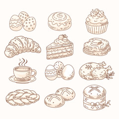 Hand Drawn Breakfast and Holiday Food Collection