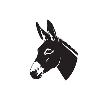 Mule Face Silhouette Vector , Mule Head Black and White Illustration, Mule Face Silhouette Collection