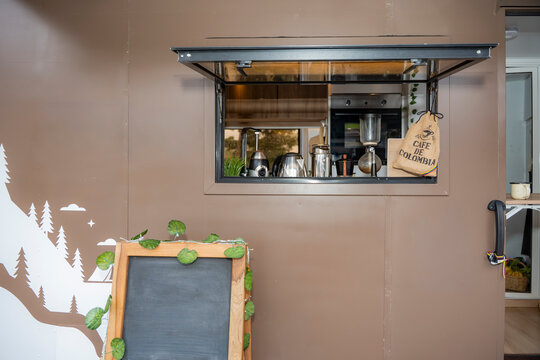 Coffee truck motorhome serving fresh brew delight