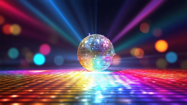 Sfondo Fotografico Per Compleanno Tema Disco: Fiocco Rosa E Palla Disco 1,5x0,9 M - Decorazioni Anni 70/80/90