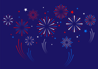 Naklejka premium Fireworks. 4th of July, Independence Day background with fireworks