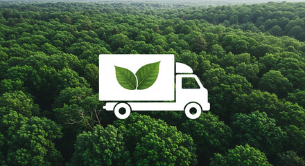 Camion &eacute;cologique circulant en for&ecirc;t