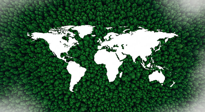 Carte du Monde &Eacute;cologique en Feuilles Vertes