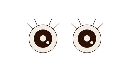 Groovy retro eye in cartoon graphic style as playful funky sticker icon. This black groovy element graphic adds y2k fun and trendy retro expression for modern projects.