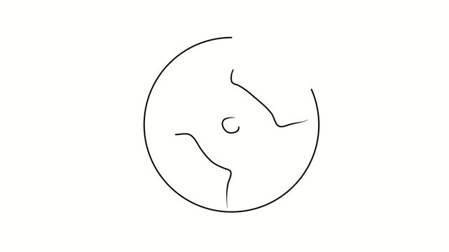 Compact disc. Contour drawing, silhouett animation. Video 4k object illustration self-drawing. Minimalist continuous line drawing silhouette on a white background new