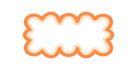 Groovy outline scallop rectangle frame in retro cartoon graphic style forms a playful label. Wavy border and bold shape create a y2k graphic for background in modern vintage color.