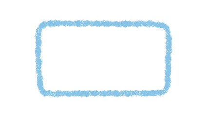 Crayon rectangle frame with organic contour outline forms a blue border for card or template. Soft sketch texture and graphic style suit text or background for creative projects.