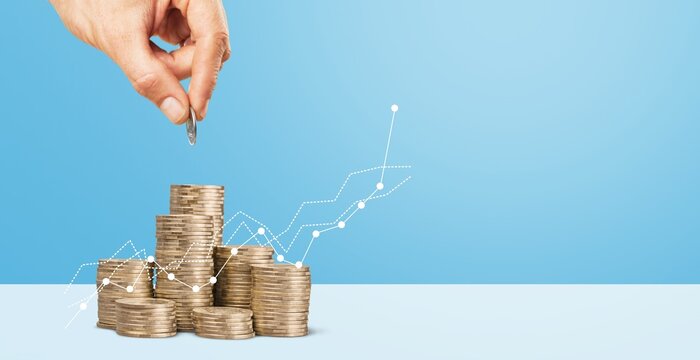 Investment and saving money concept. Coins stack
