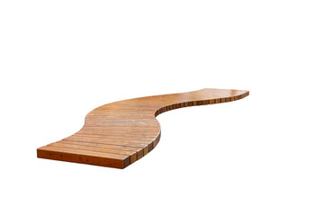 S-shaped wooden bench with pleats