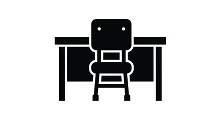 Fototapeta premium Minimalist black desk and chair illustration a stark silhouette