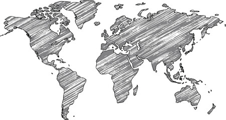 map world continents hand drawn sketch vector outline © AIcon Star