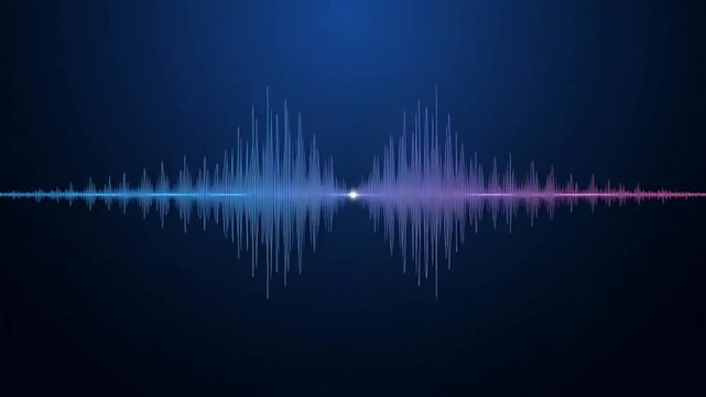 Abstract Sound Waveform Visualization with Blue and Pink Hues.
