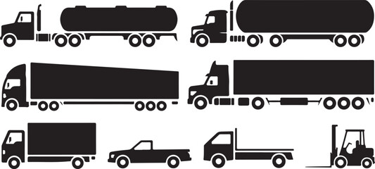 truck vector icons collection tanker semi box pickup flatbed © AIcon Star
