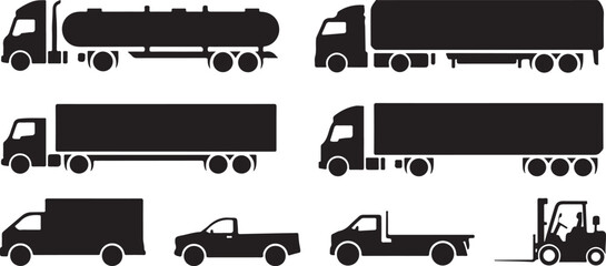 truck silhouette icons set commercial and industrial vehicles © AIcon Star