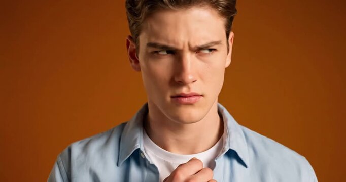 Young Man Showing Envy and Internal Comparison with Subtle Tension
