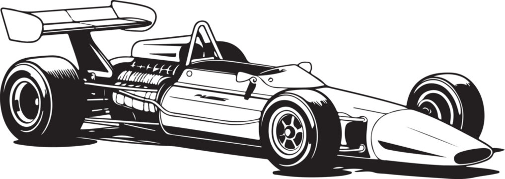 race car classic open wheel single seater blueprint vector art