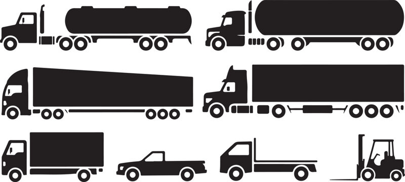 truck vector icons collection tanker semi box pickup flatbed