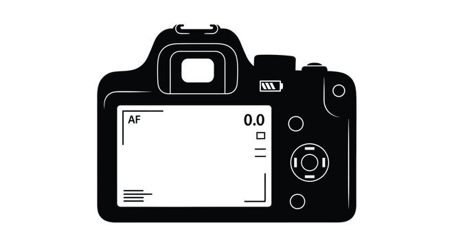Black digital slr camera design a striking graphic silhouette