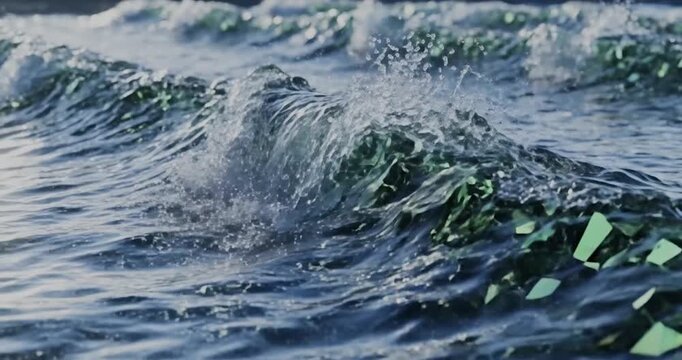 Ocean Waves Crashing Against the Surface.