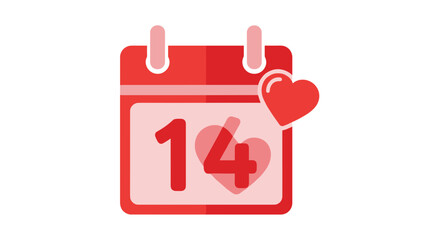 Red Calendar Icon with Heart Symbol.