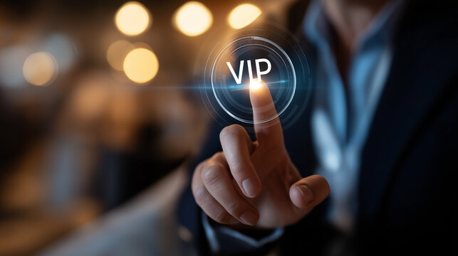 Special exclusive VIP personalization marketing concept display, premium product and service offering with best quality, target customer focus with star icon on screen, made to ord
