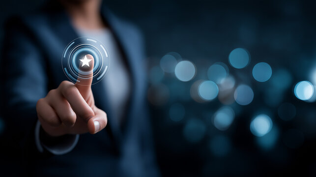 Special exclusive VIP personalization marketing concept display, premium product and service offering with best quality, target customer focus with star icon on screen, made to ord