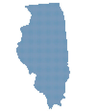 Illinois Blue Dotted Map for Quantum Prairie Innovation and IQMP Tech Hubs. Illinois state dotted map.