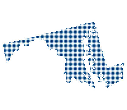 Maryland Blue Dotted Map: Capital of Quantum and  I270 Innovation Corridor. Maryland state dotted map.