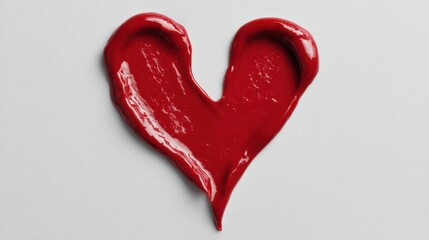 Red Heart Shape Made of Dripping Paint on White Background