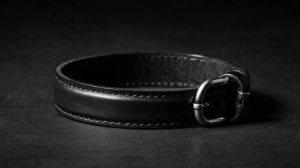 Elegant Black Leather Belt with Silver Buckle