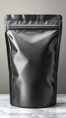 Matte Black Plastic Bag on Marble Surface