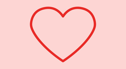 Red Heart Outline on Pink Background.