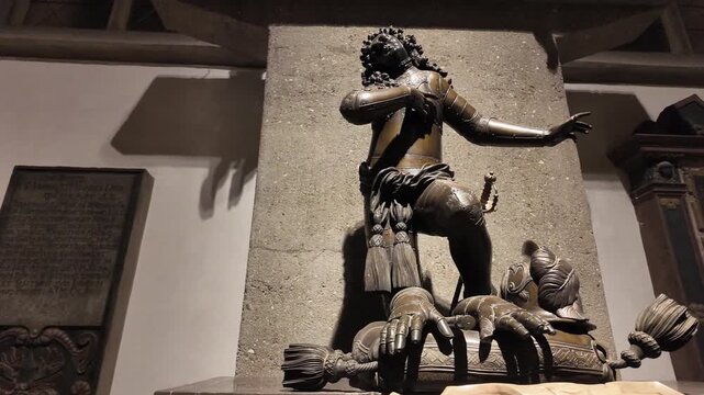 : Slow motion macro of the tomb of Marshal Louis Raduit de Souches in Brno