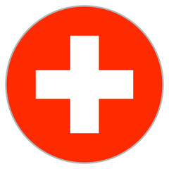 Obraz premium Switzerland Flag Circle Icon with Gray Frame | スイス国旗の円形アイコン 灰色フレーム付き