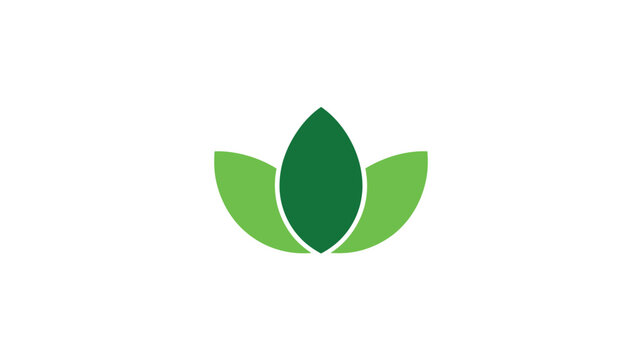 Simple green leaf logo design with three overlapping petals