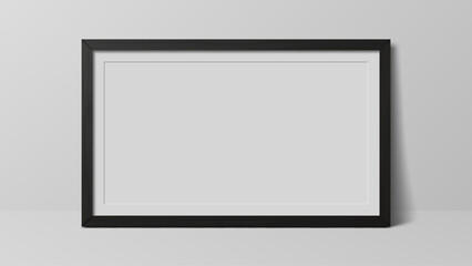 Picture frame with blank space for image. Realistic empty black border for canvas, art, photography, design, or poster mockup vector graphic.
