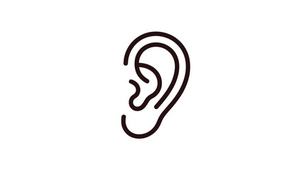 Simple line drawing of a human ear against a white background © MDMOGGEM