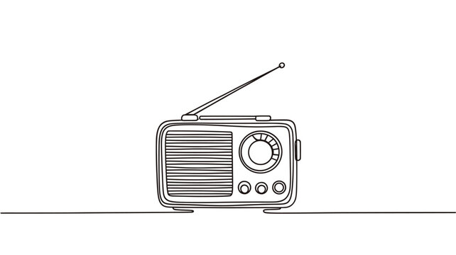 Simple line drawing of a vintage transistor radio on a white background