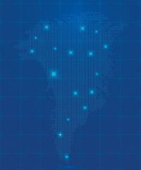 Obraz premium Greenland Map with Digital Node Visualization and Technology Style