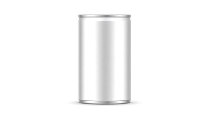A tall, cylindrical aluminum container, clean and blank, ideal for product mockups and design presentations on white