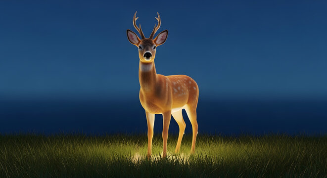 roe deer 3d fogy background
