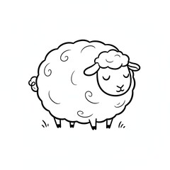 Obraz premium A cartoon sheep with closed eyes and a curly tail